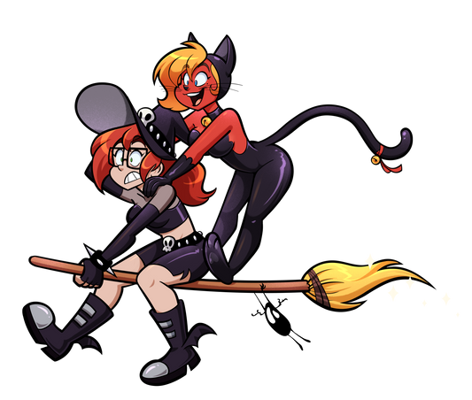 Cassandra and Veronica Broom Ride Sticker